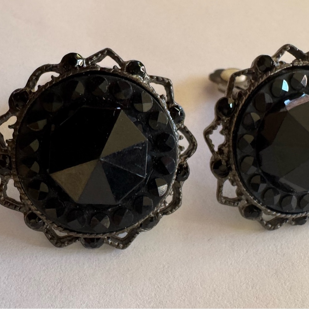 Robert Rose Black Filigree Earrings